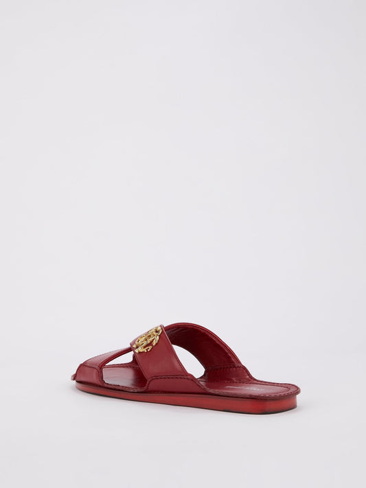 Red Monogram Crisscross Sandals