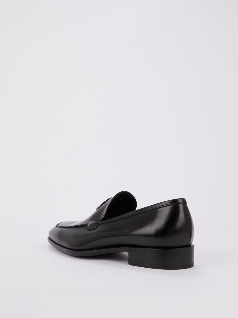 Black Slip On Monogram Brogues