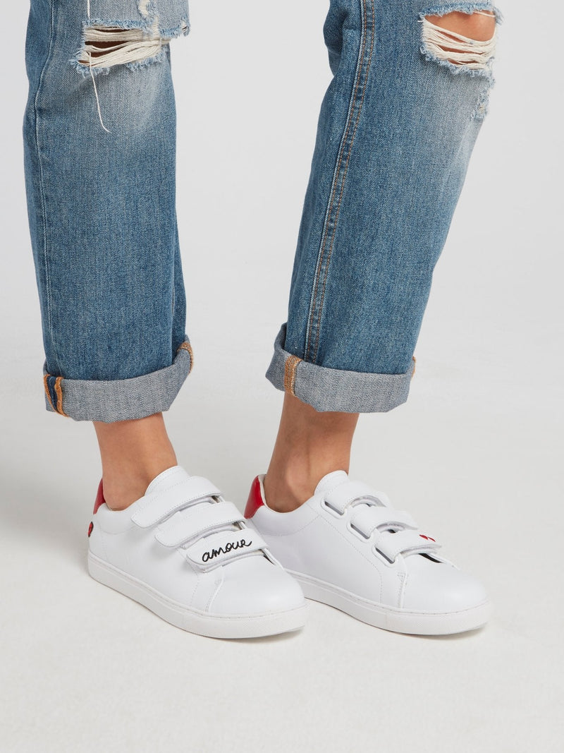 Edith White Multi-Strap Sneakers