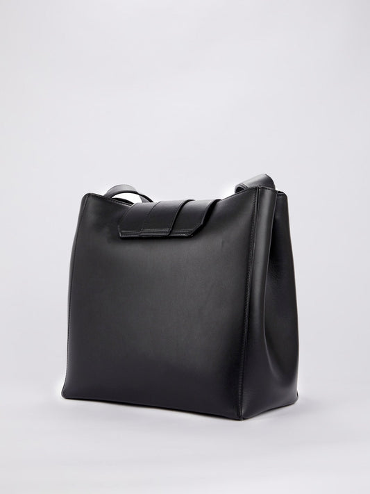 Black Front Flap Shoulder Bag