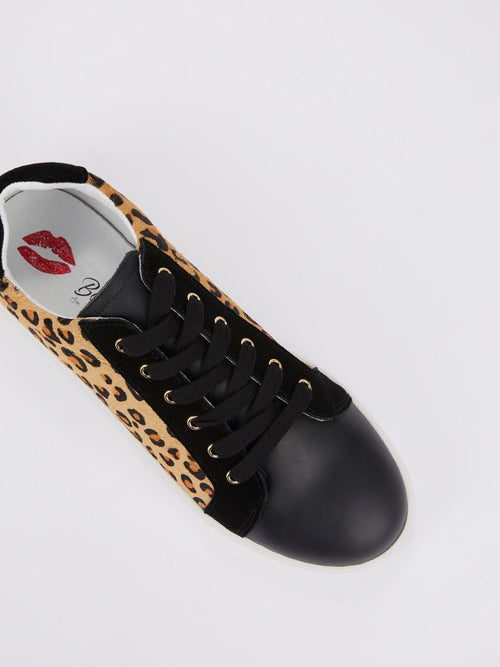 Simone Leopard Effect Pony Hair Sneakers