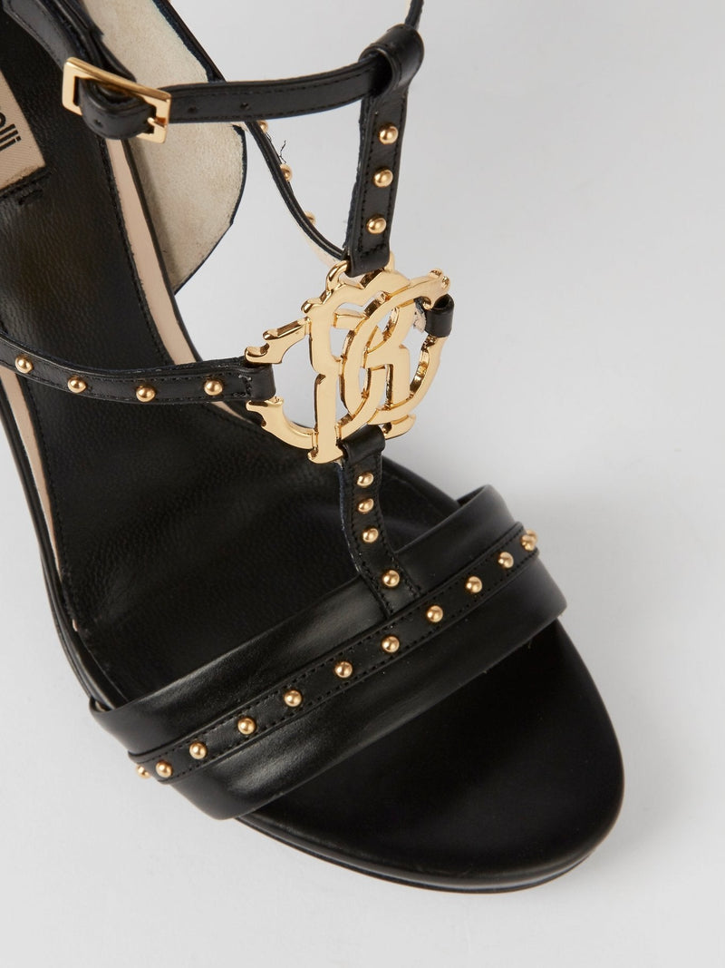 Black Studded Cage Sandals