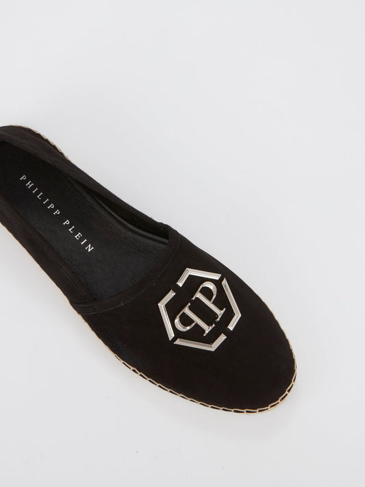 Black Monogram Embellished Espadrilles