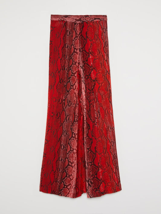 Red Python Print Palazzo Pants