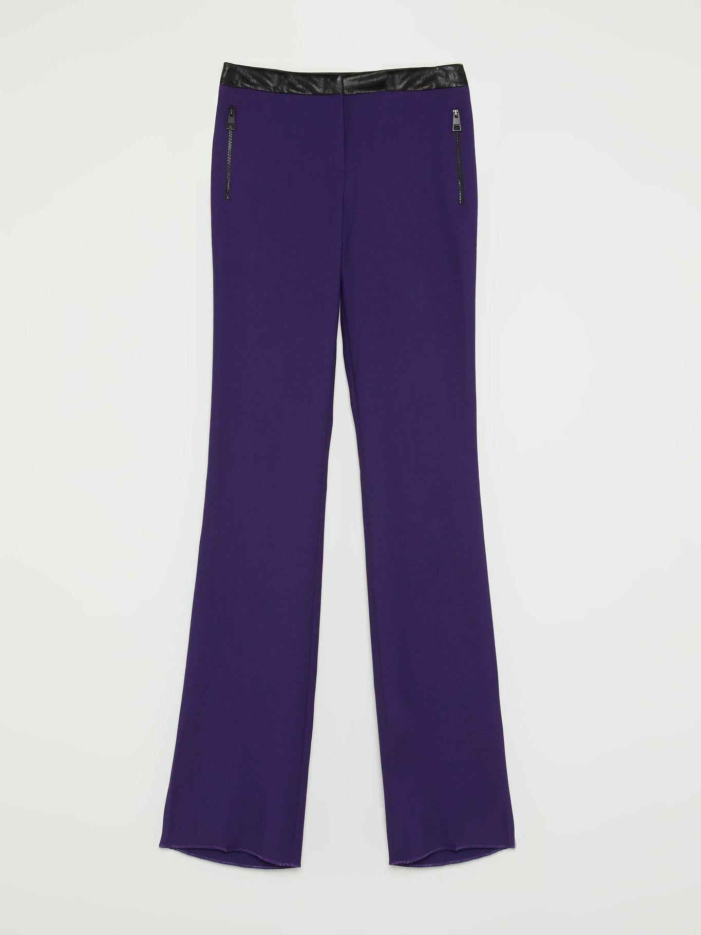 Purple Leather Waistband Bootcut Pants