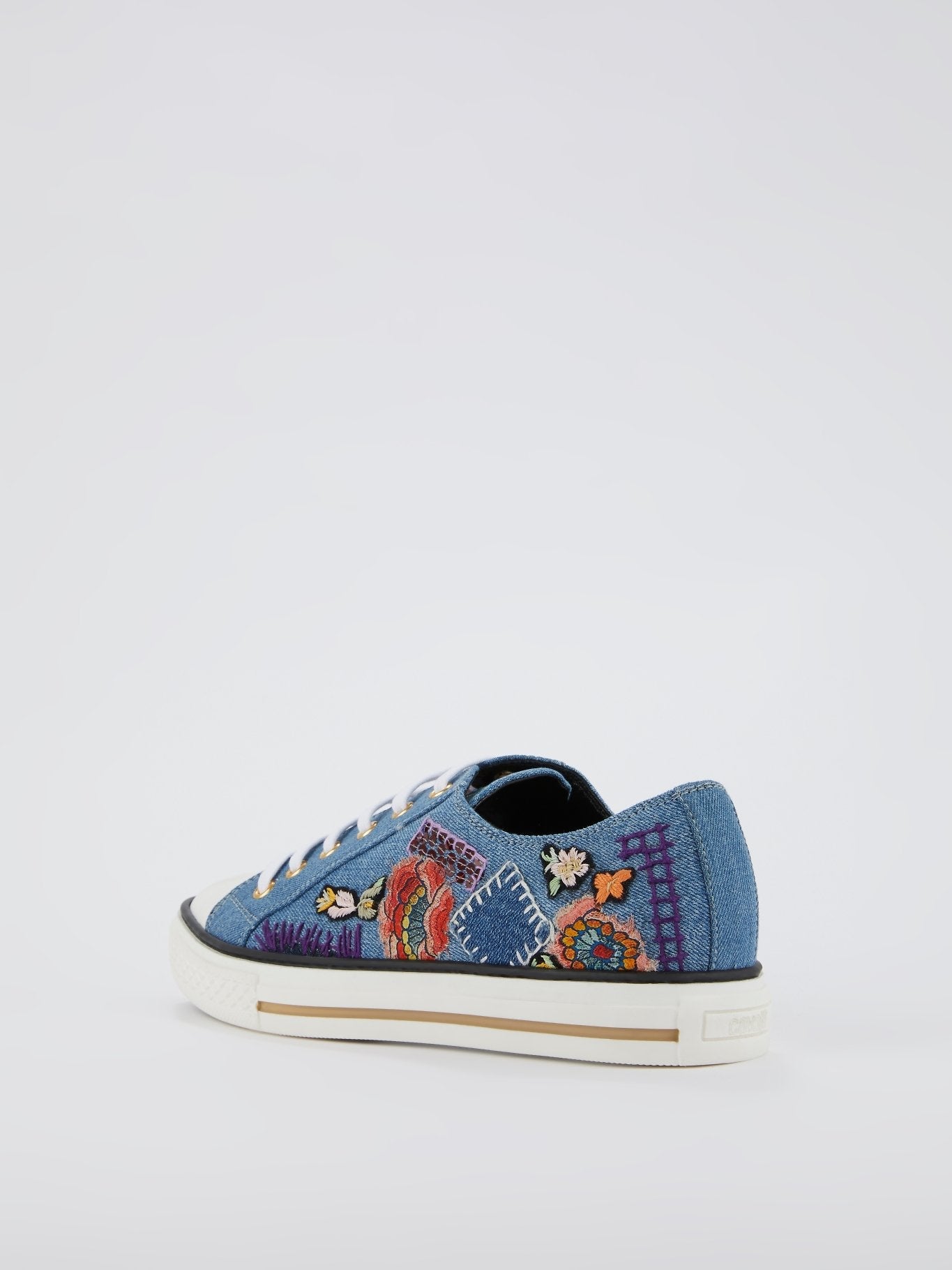 Blue Embroidered Denim Sneakers