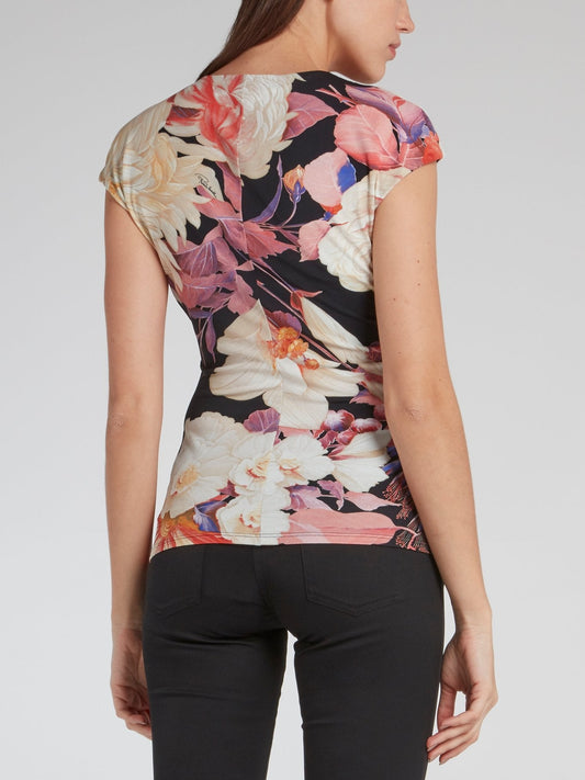 Floral Embellished Cap Sleeve Top