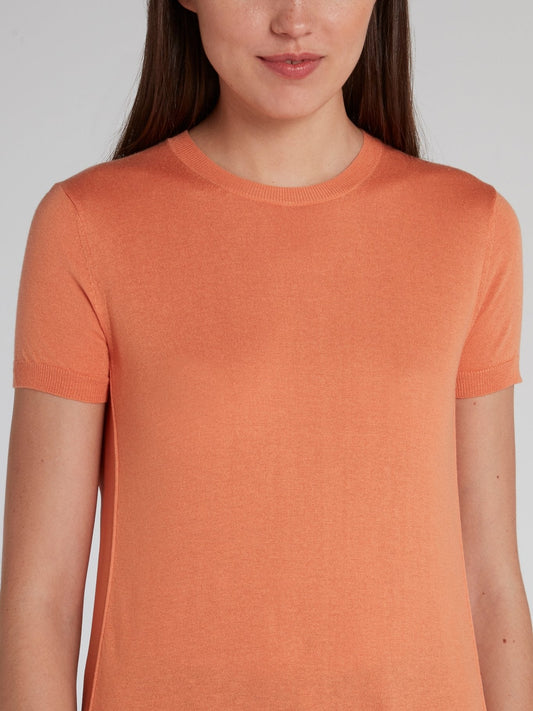 Coral Orange Knit T-Shirt