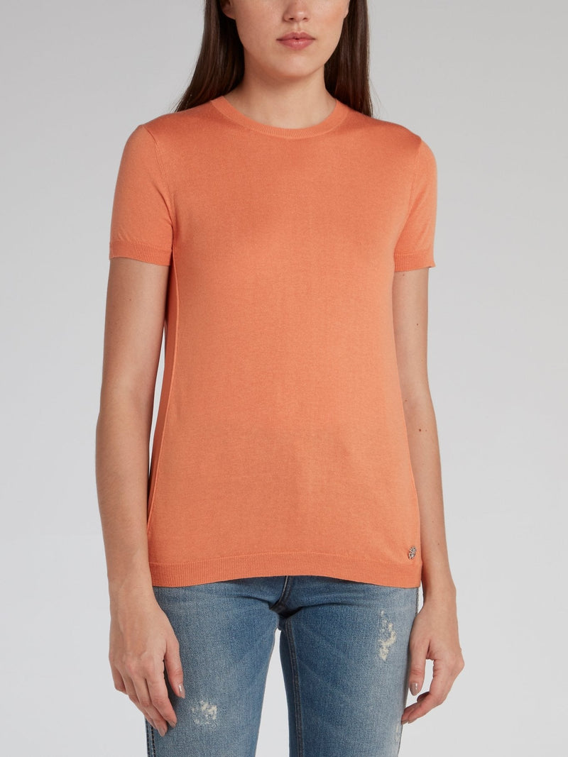 Coral Orange Knit T-Shirt