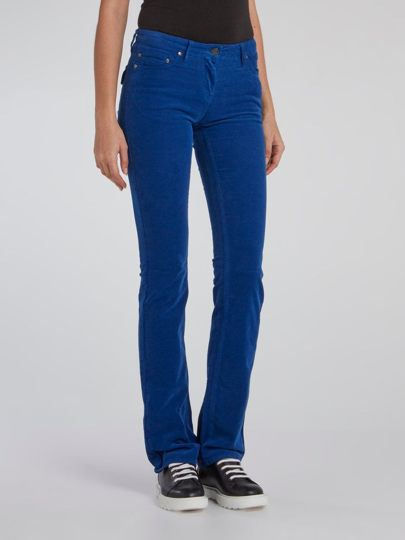 Blue Straight Cut Corduroy Pants