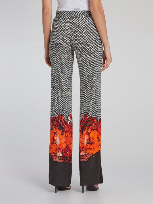 Jacquard Weave Straight Cut Trousers