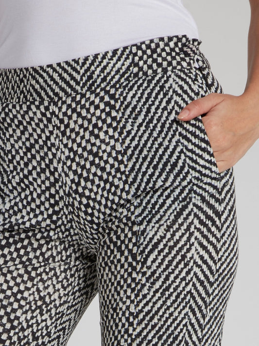 Jacquard Weave Straight Cut Trousers