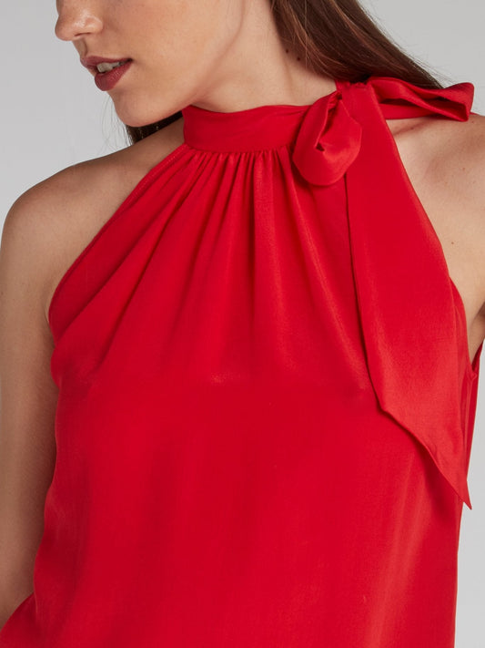 Red Bow Tie Halter Top