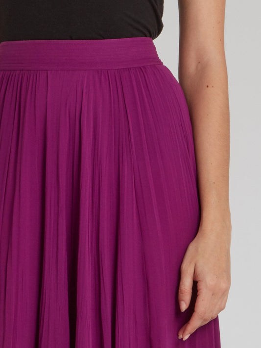 Purple Pleated Maxi Skirt