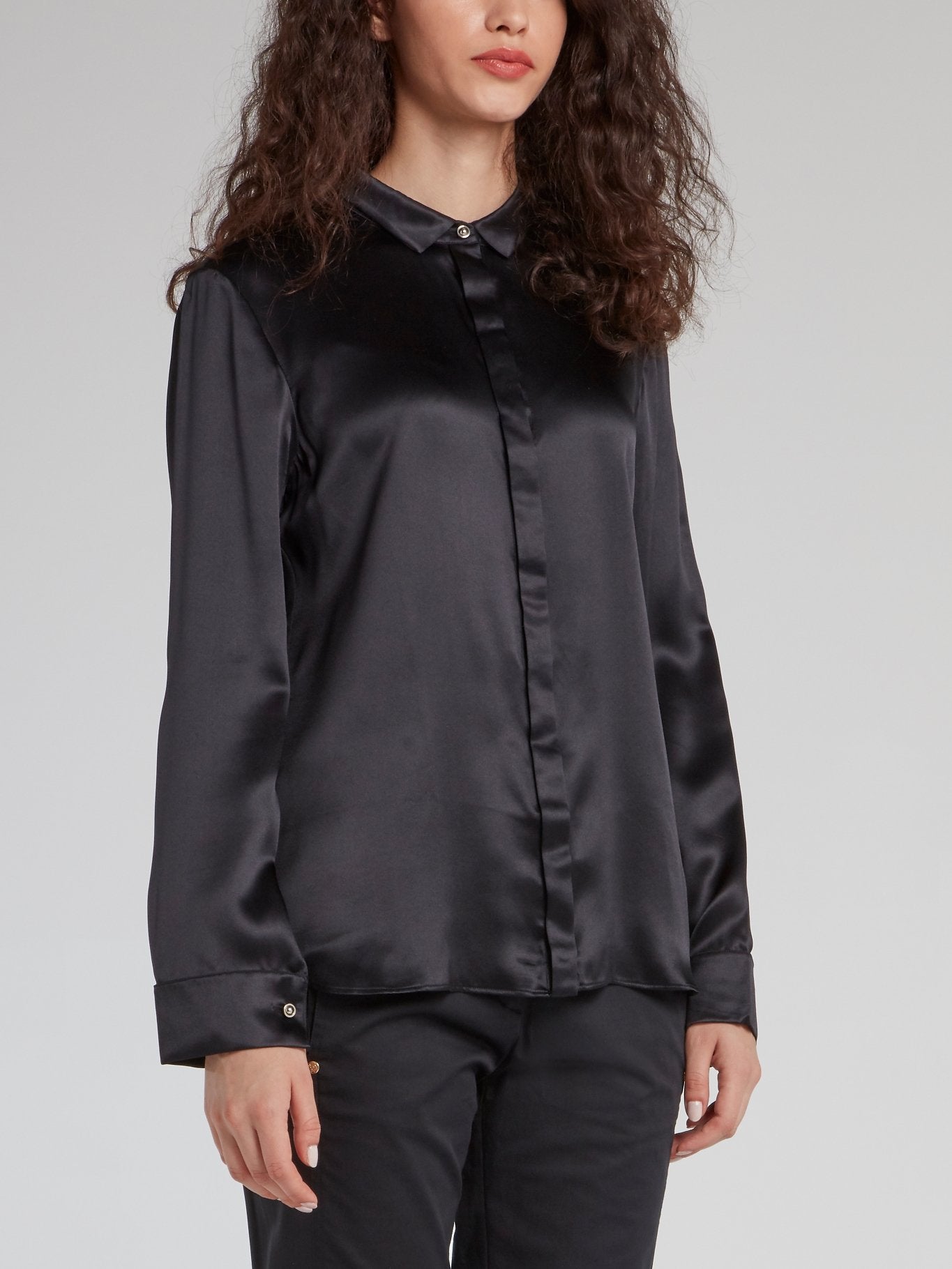 Black Button Up Silk Shirt