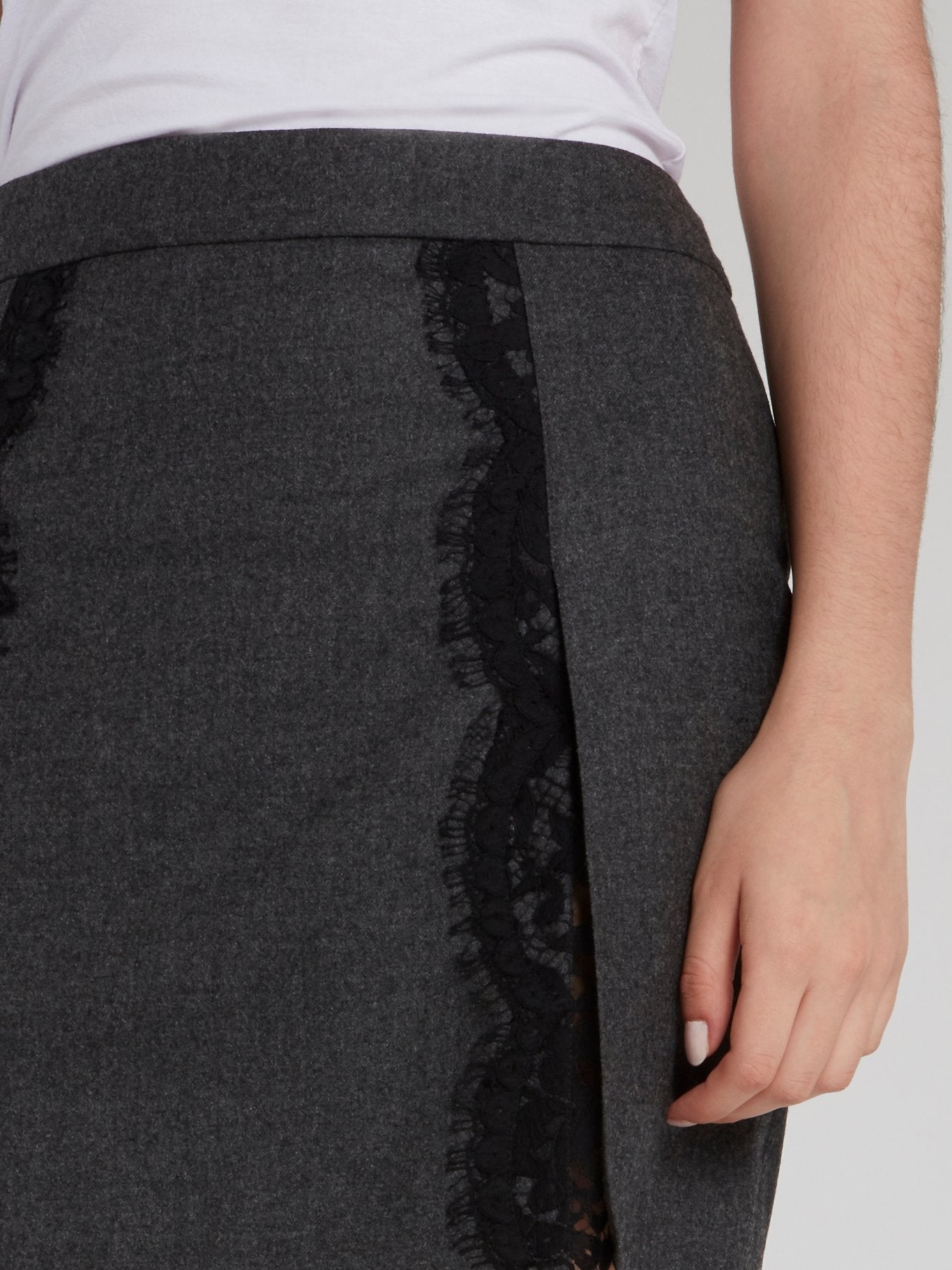 Grey Lace Detail Mini Skirt