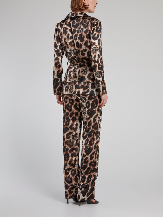 Leopard Print Silk Twin Set