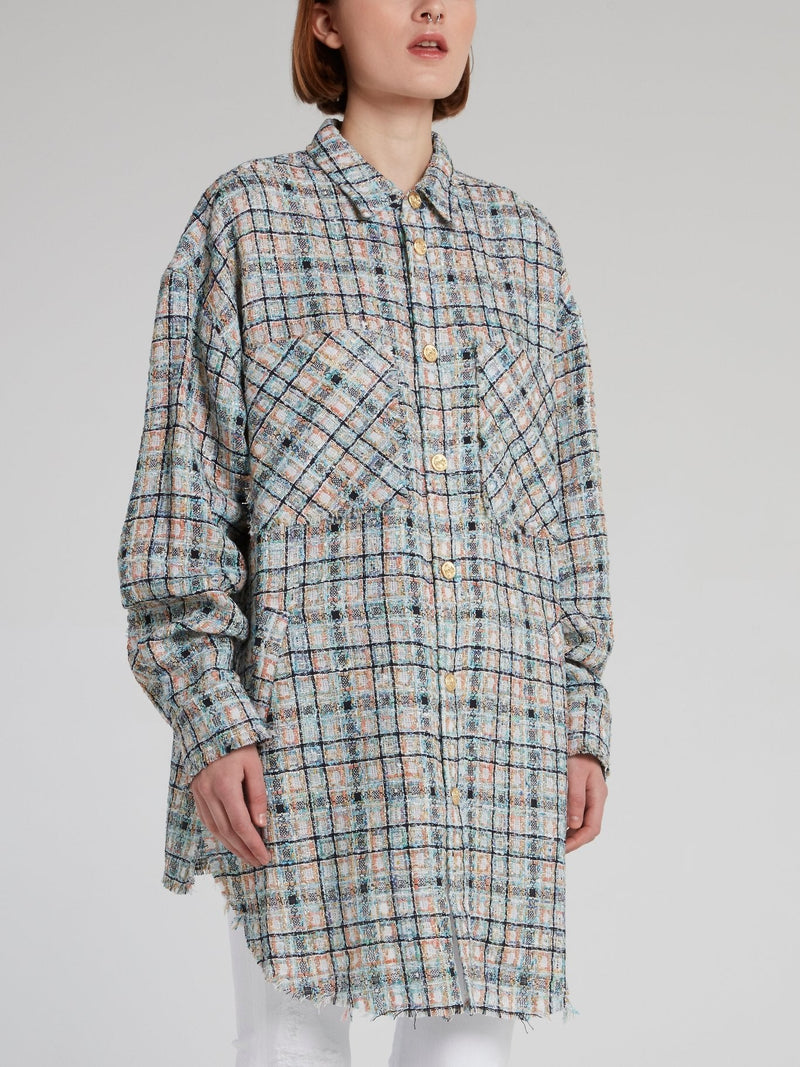 Check Tweed Oversized Shirt