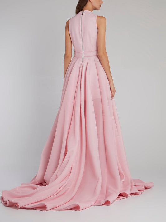 Pink A-Line Ribbon Detail Gown