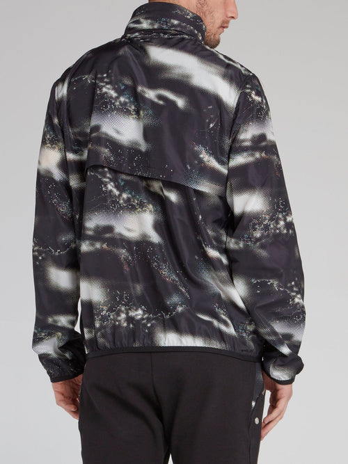 Black Printed High Neck Jacket