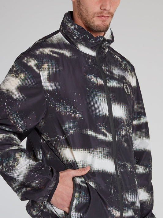 Black Printed High Neck Jacket