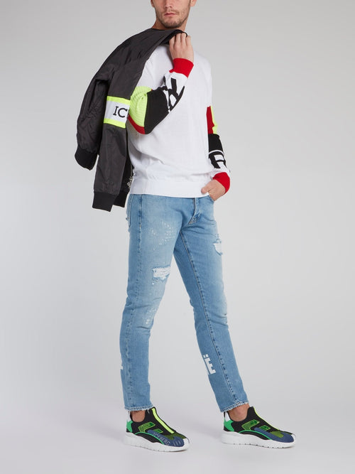 White Sleeve Colour Block Sweater