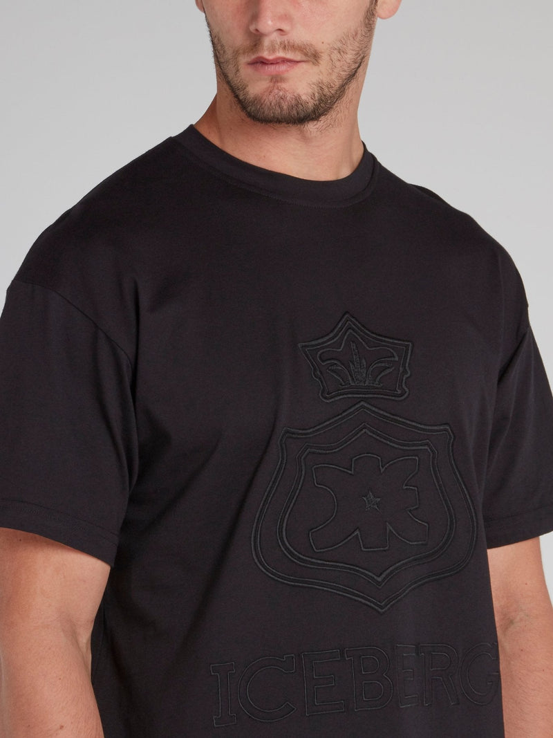 Black Embroidered Monogram T-Shirt