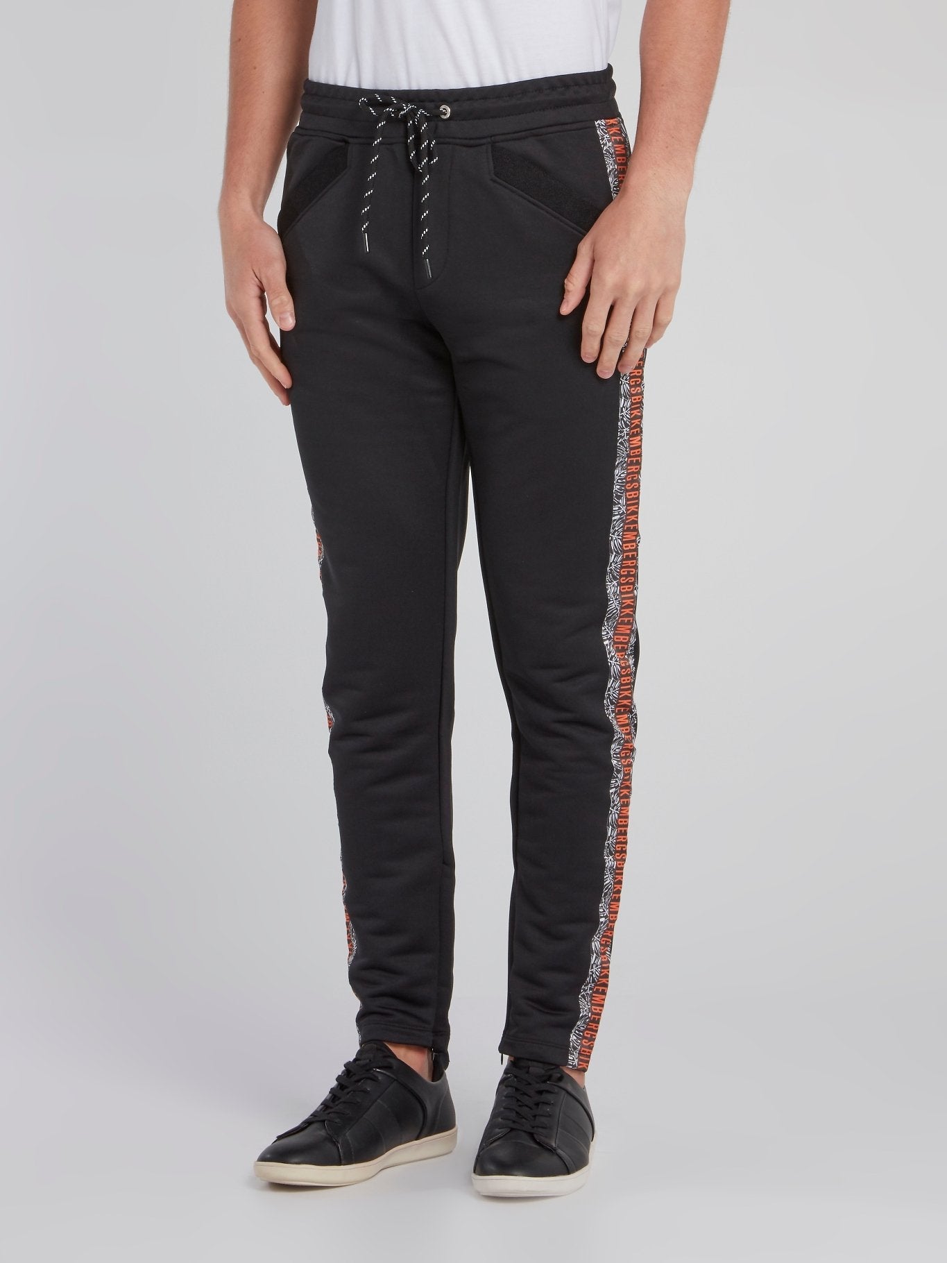 Black Logo Tape Trim Sweatpants