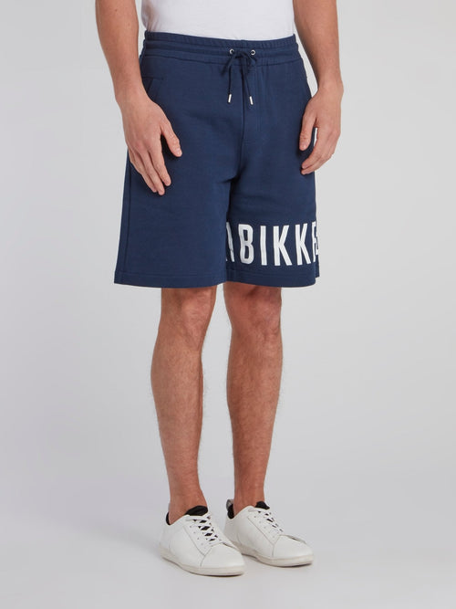 Navy Statement Drawstring Sweatshorts