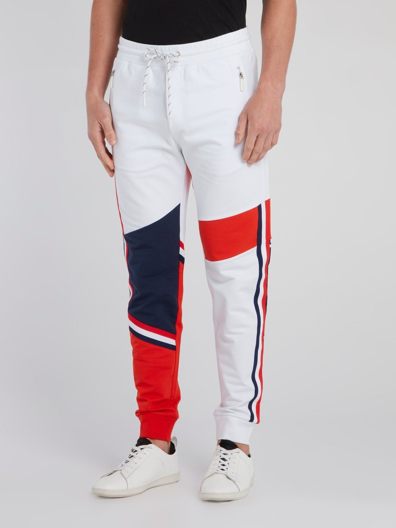 White Colour Block Sweatpants