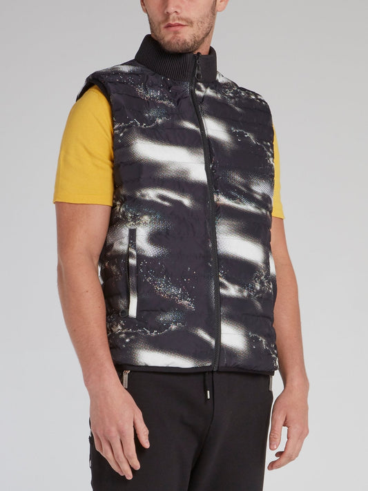 Black Printed Quilt Waistcoat