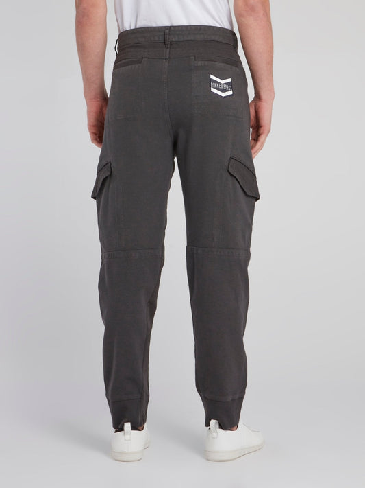 Grey Rear Logo Cargo Trousers