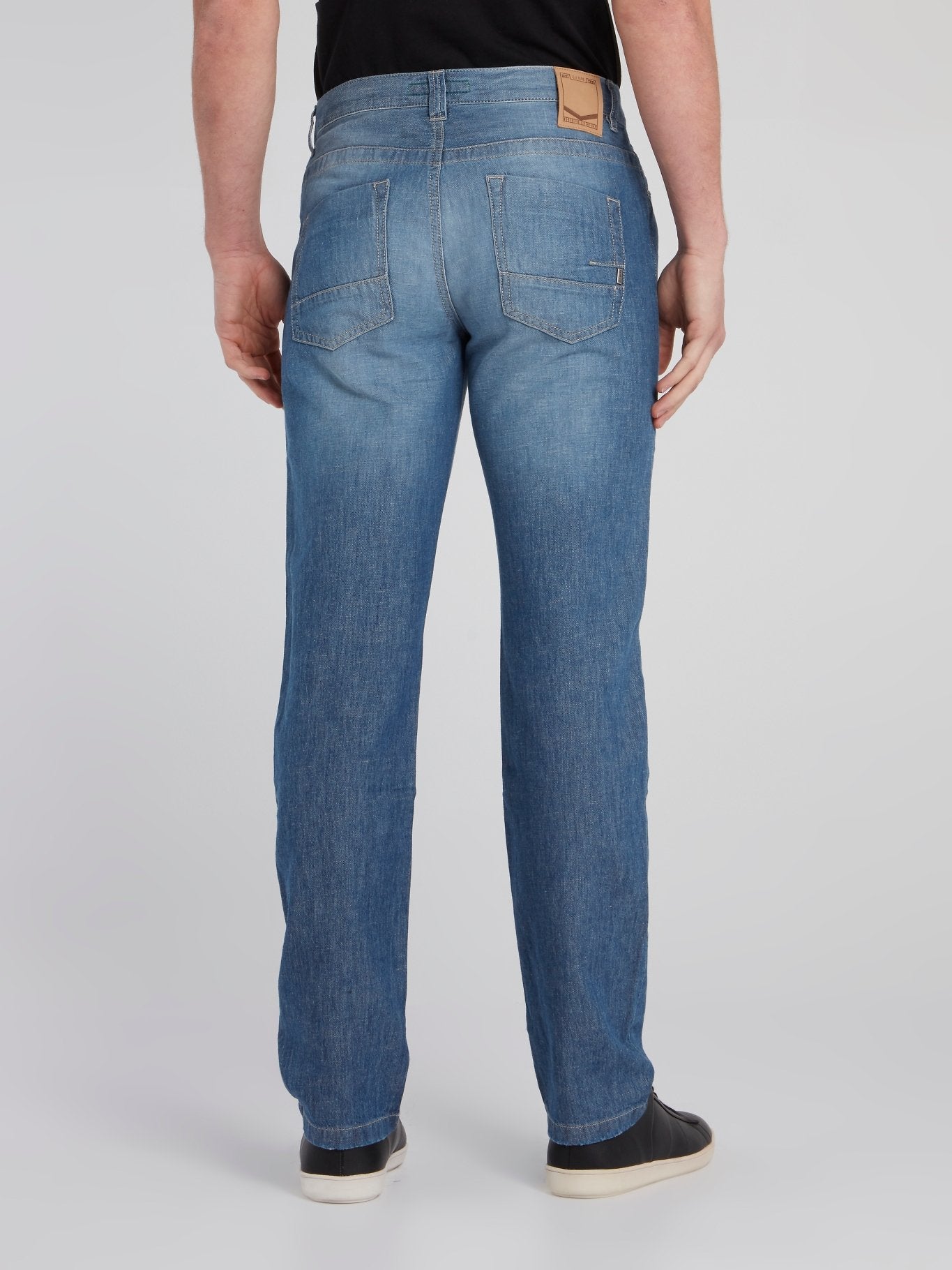 Blue Straight Leg Denim Pants