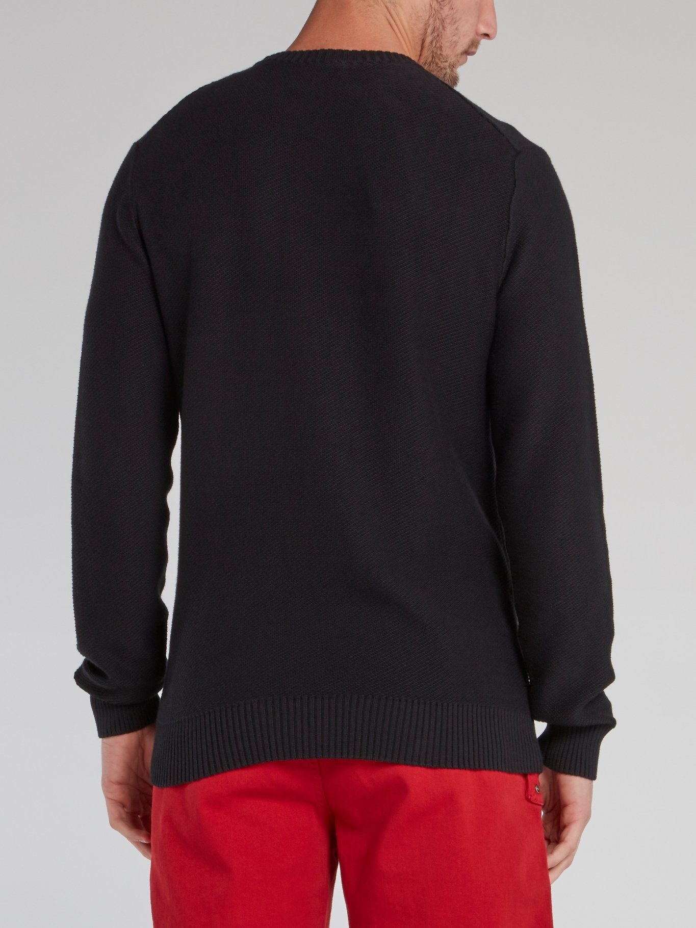 Black Ribbed Edge Statement Sweater