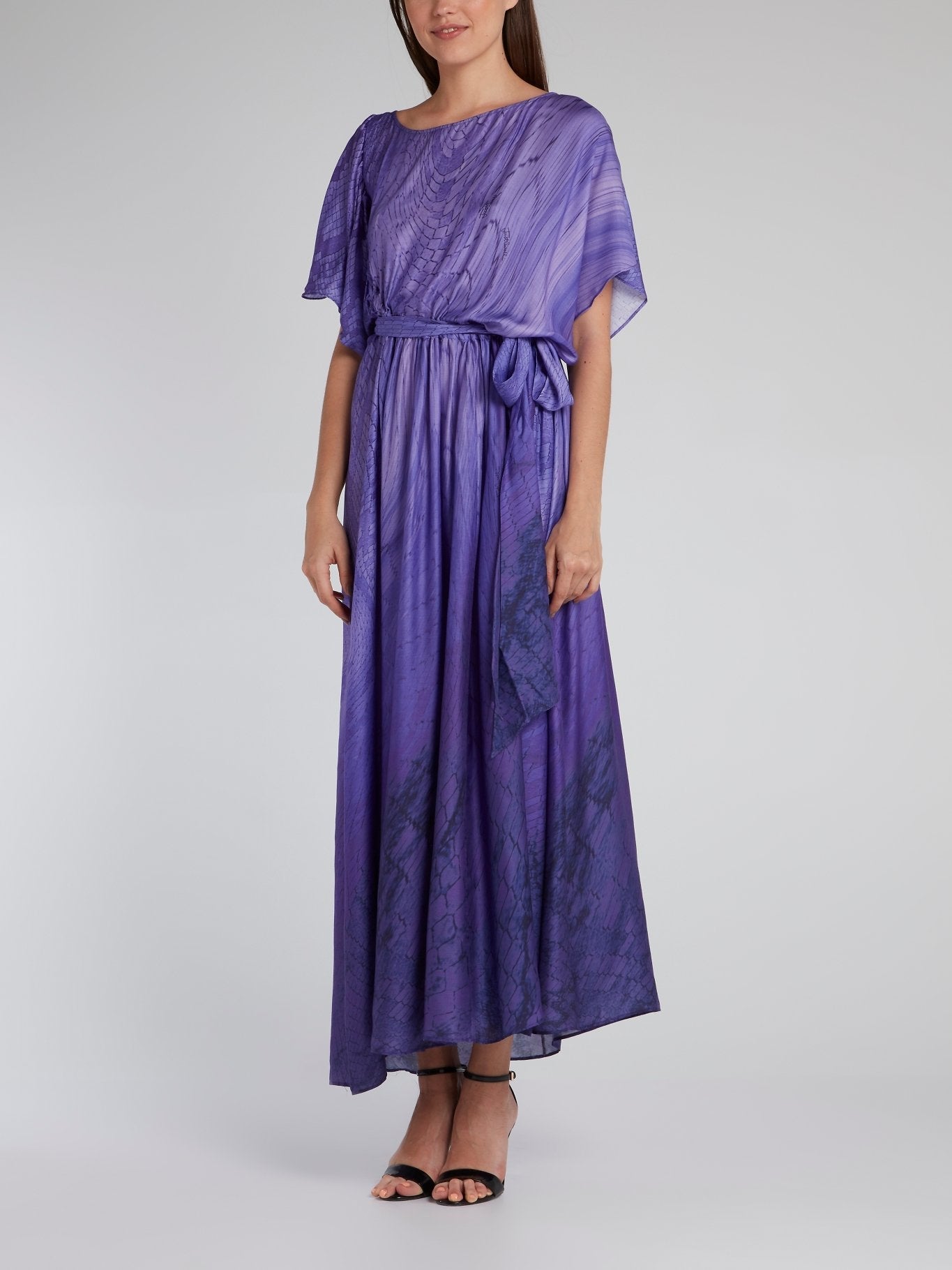 Purple Snake Effect Tie Front Dress