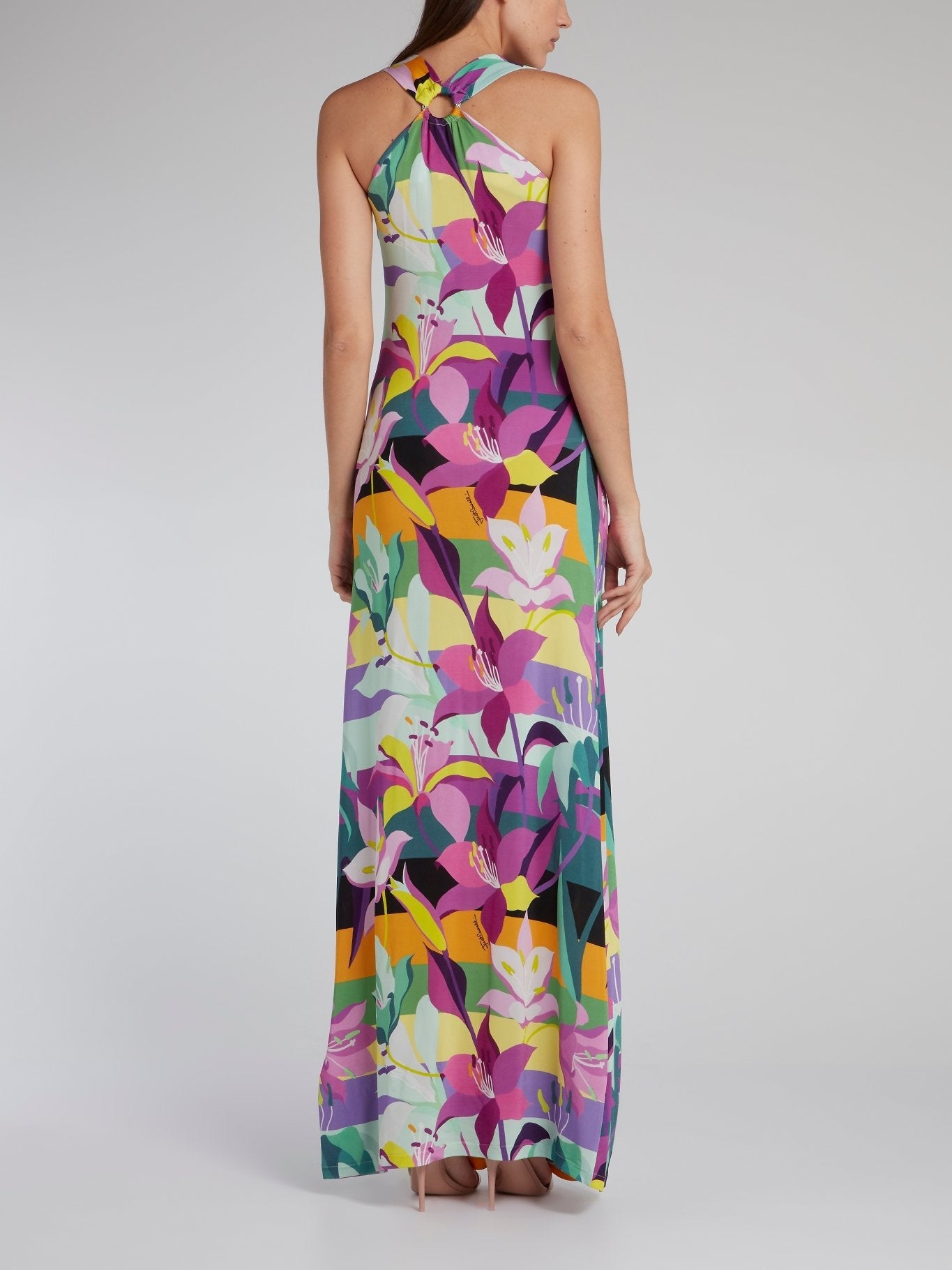 Floral Colour Block Stripe Maxi Dress