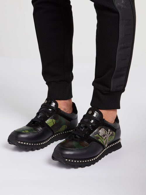 Crocodile Effect Camo Sneakers