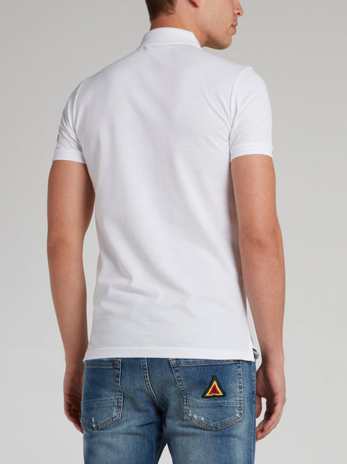 White Appliquéd Logo Polo Shirt