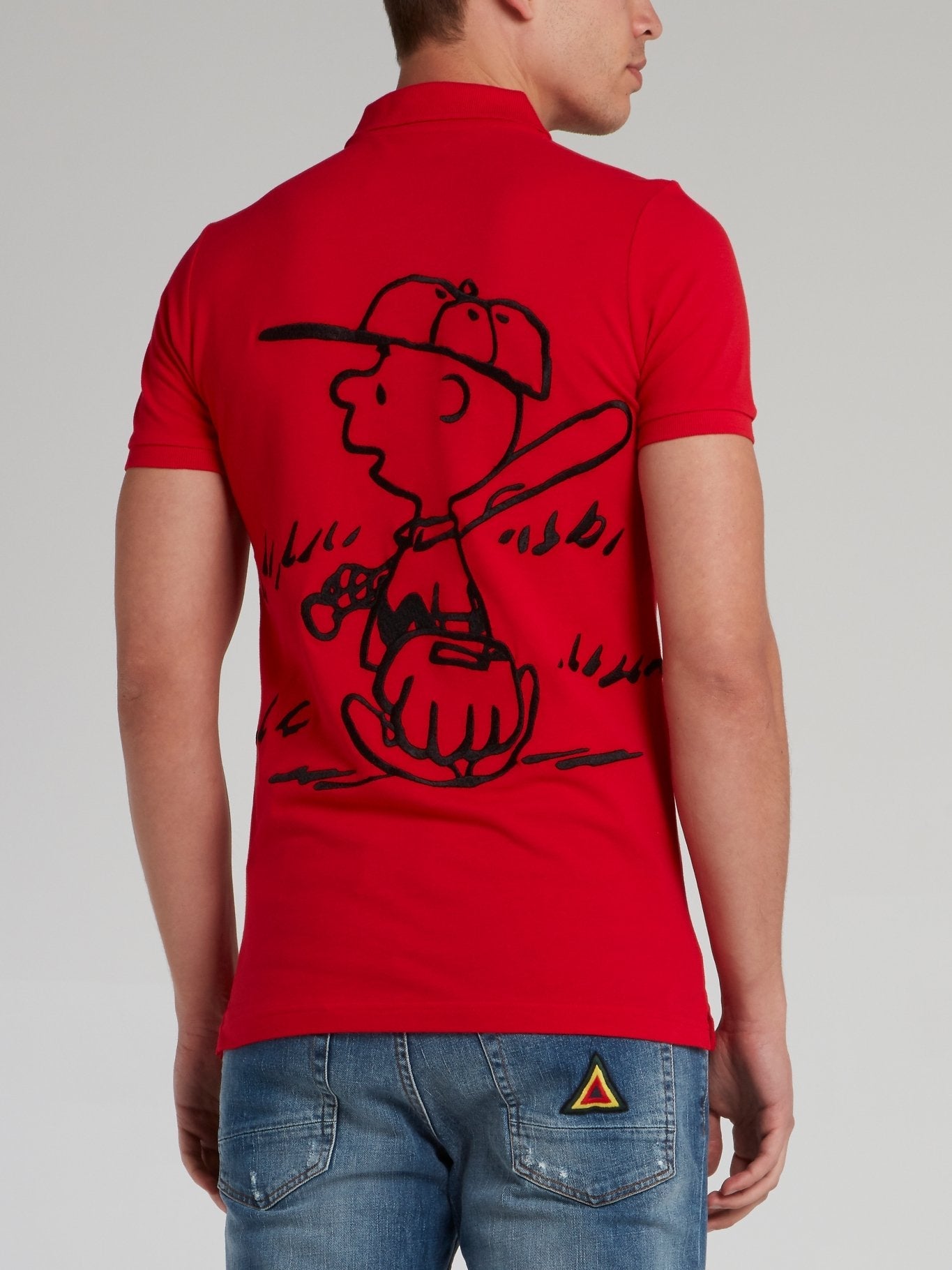 Charlie Brown Red Rear Print Polo Shirt