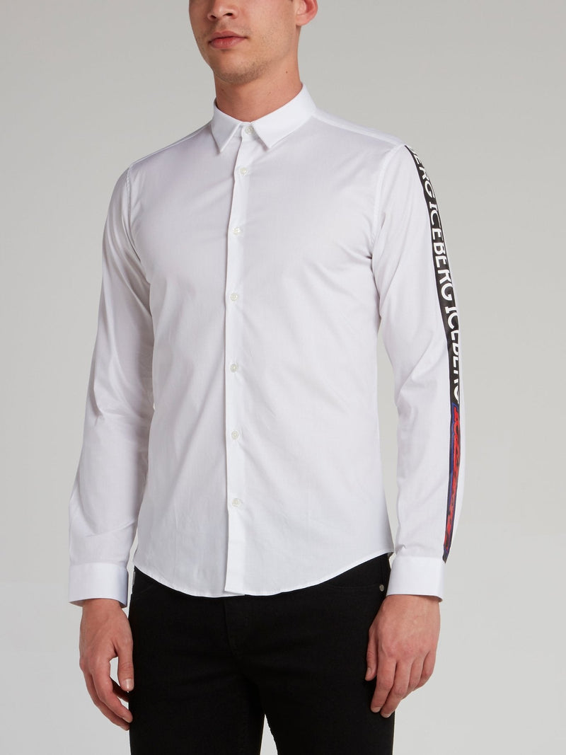 White Logo Tape Sleeve Shirt