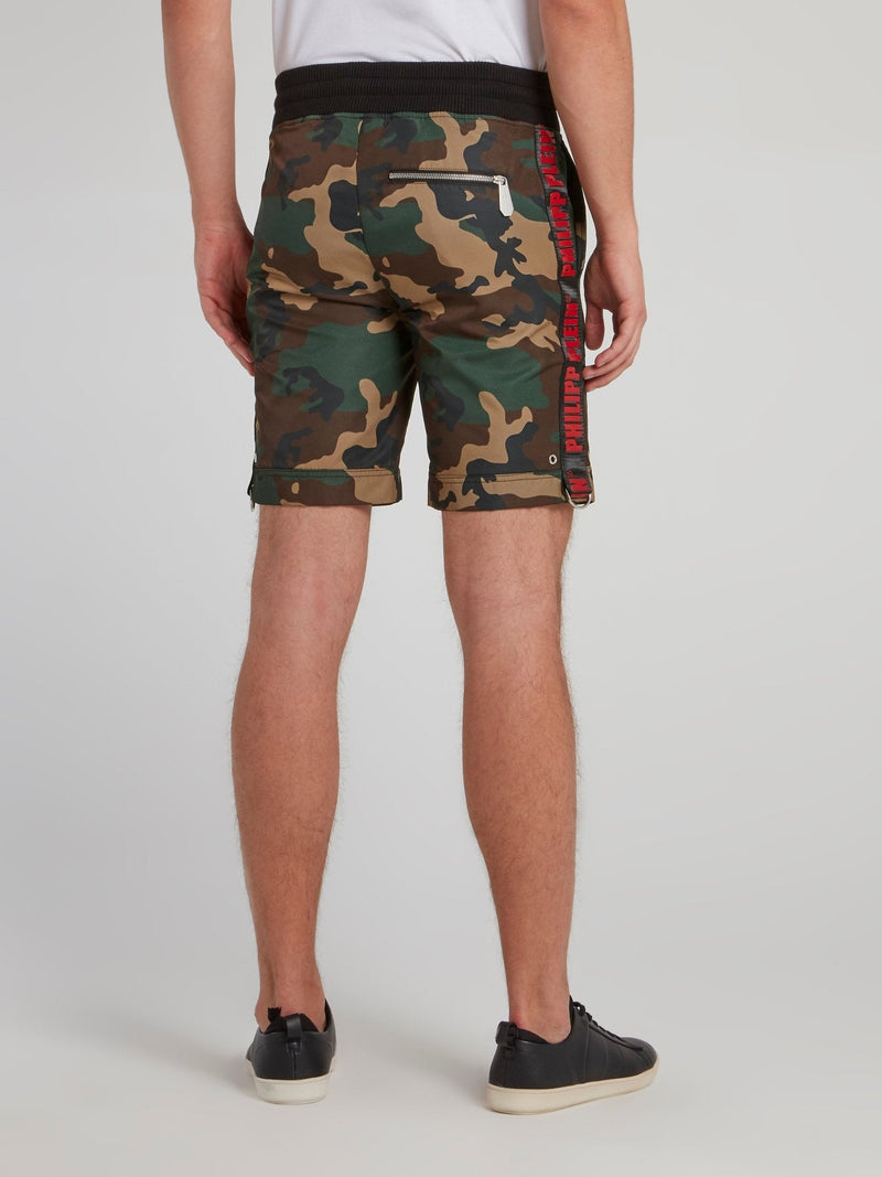 Camo Logo Strap Nylon Shorts