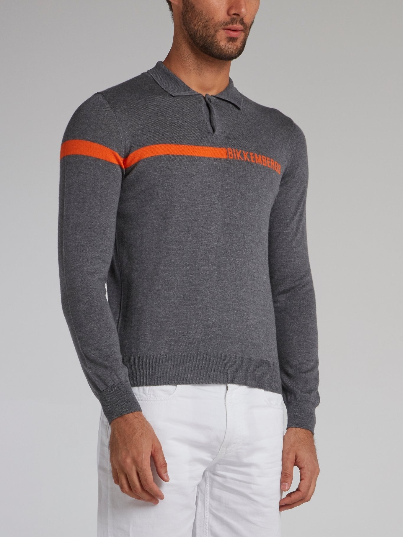 Grey Long Sleeve Polo Shirt