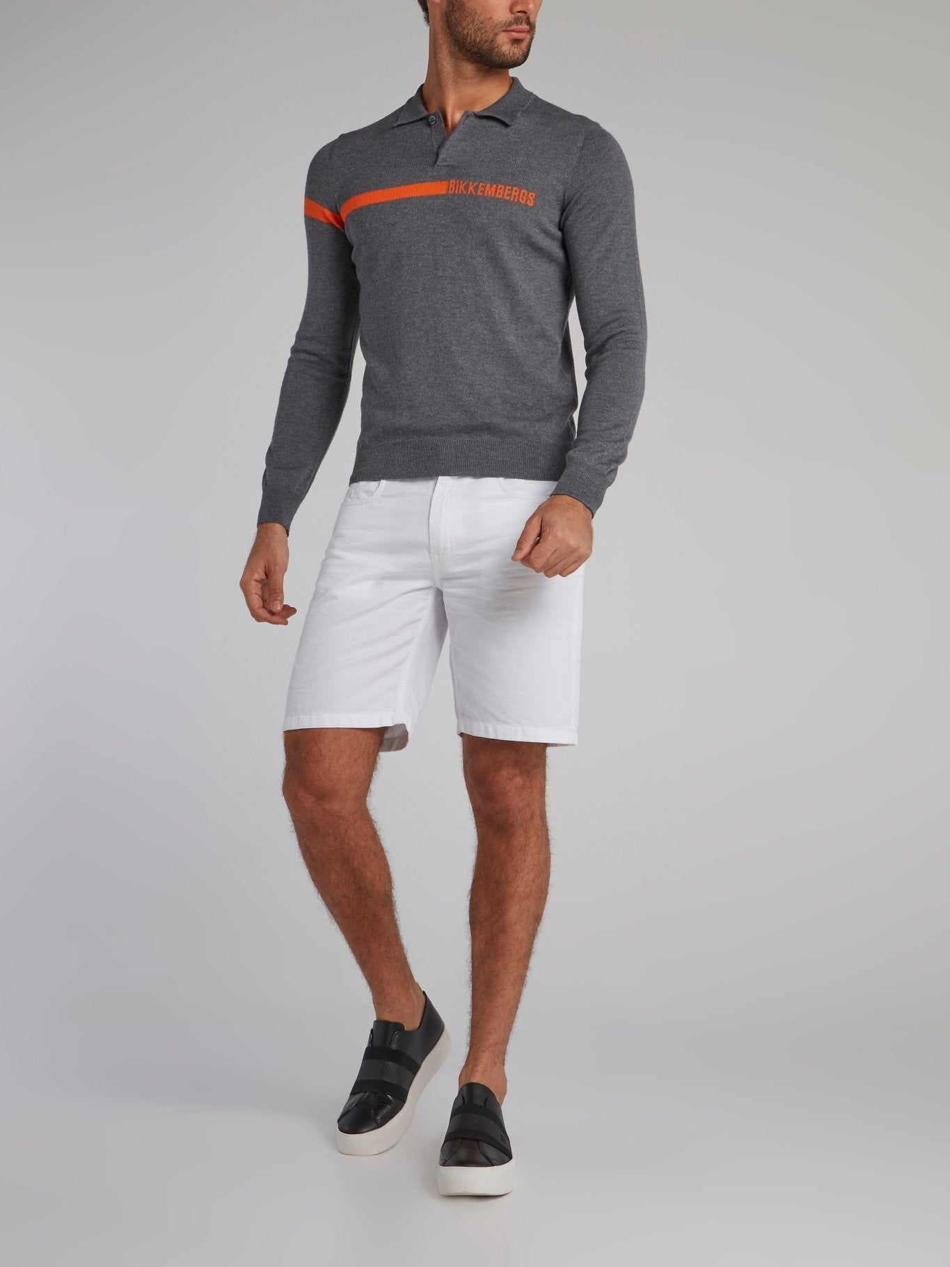 Grey Long Sleeve Polo Shirt