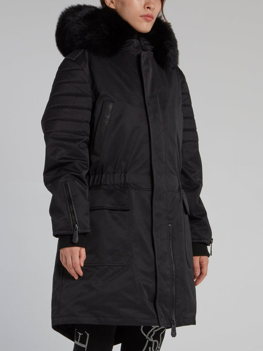 Black Quilt Sleeve Parka