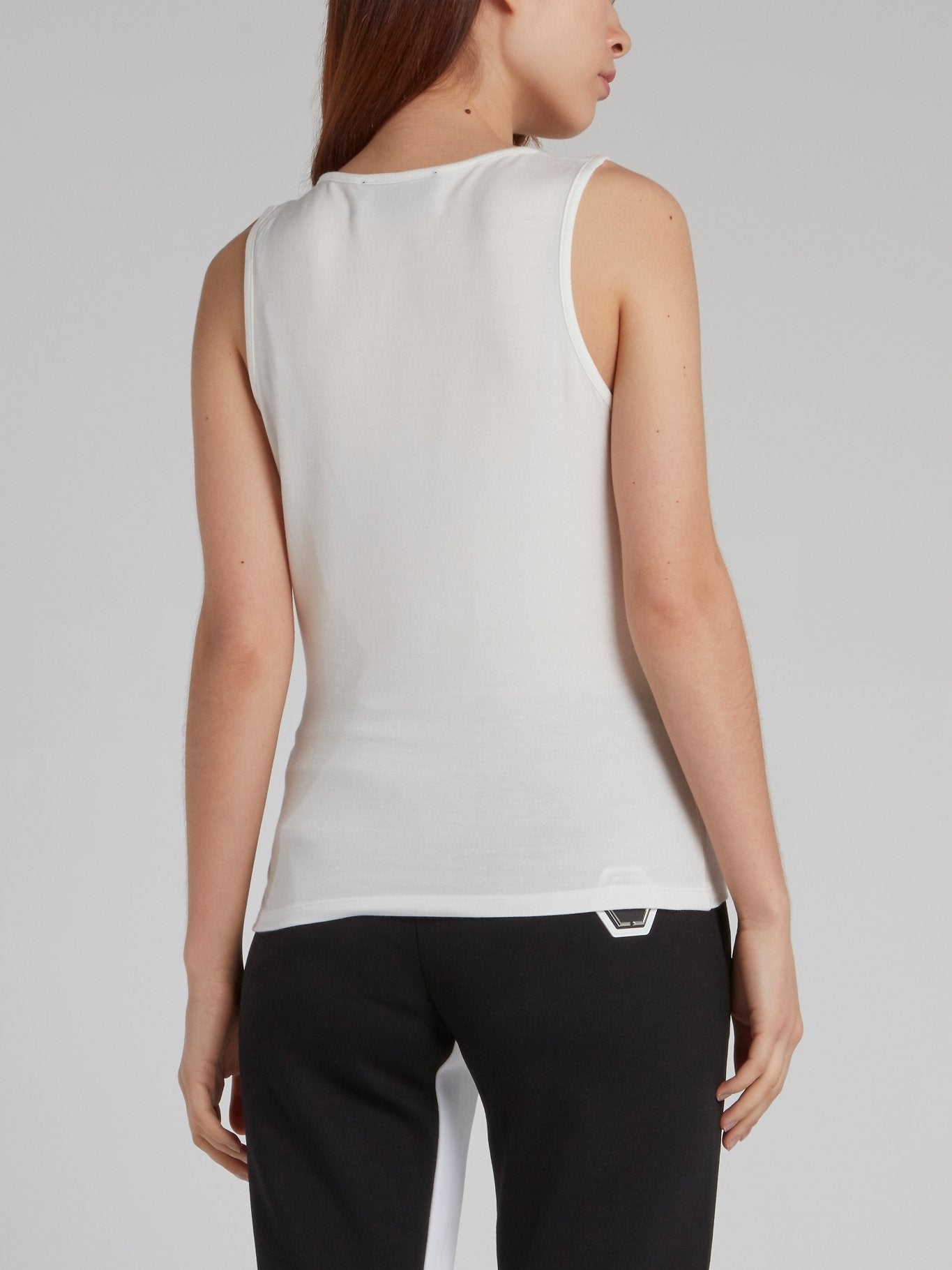 White Monogram Appliquéd Tank Top