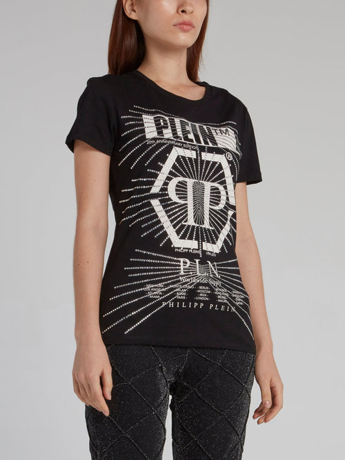 Black Crystal Multi-Stud Monogram T-Shirt