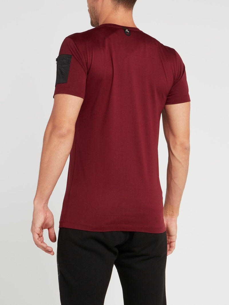 Burgundy Crewneck Monogram T-Shirt