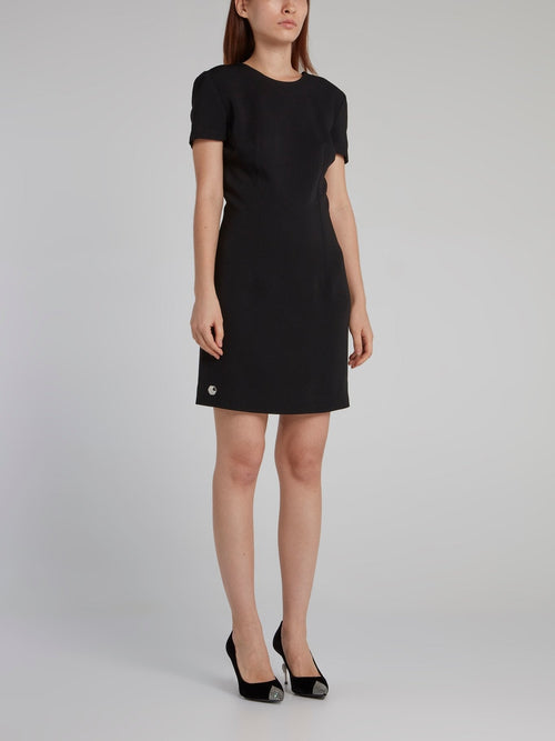 Black Monogram Lace Back Sheath Dress