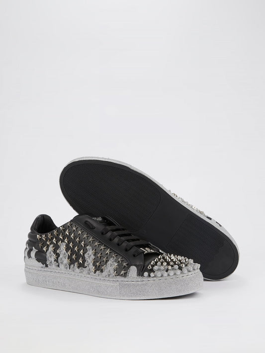 Start Studded Glitter Grey Sneakers