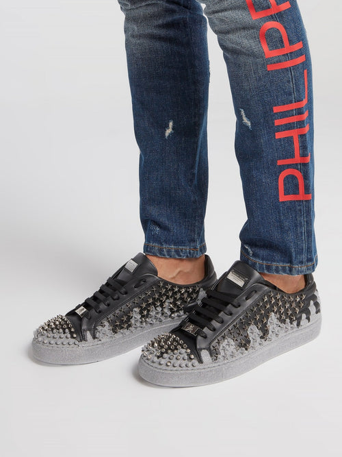 Start Studded Glitter Grey Sneakers